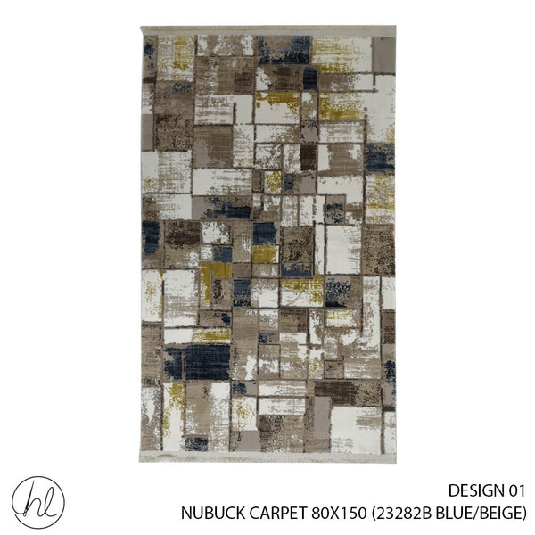 NUBUCK CARPET (80X150) (DESIGN 01) (BLUE/BEIGE)
