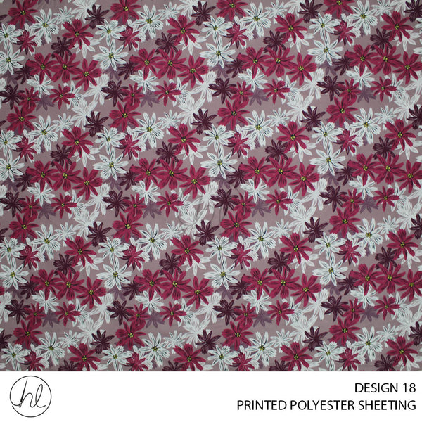 PRINTED POLYESTER SHEETING 308 (DESIGN 18) (FLOWERS) (MISTY ROSE) (235CM WIDE)