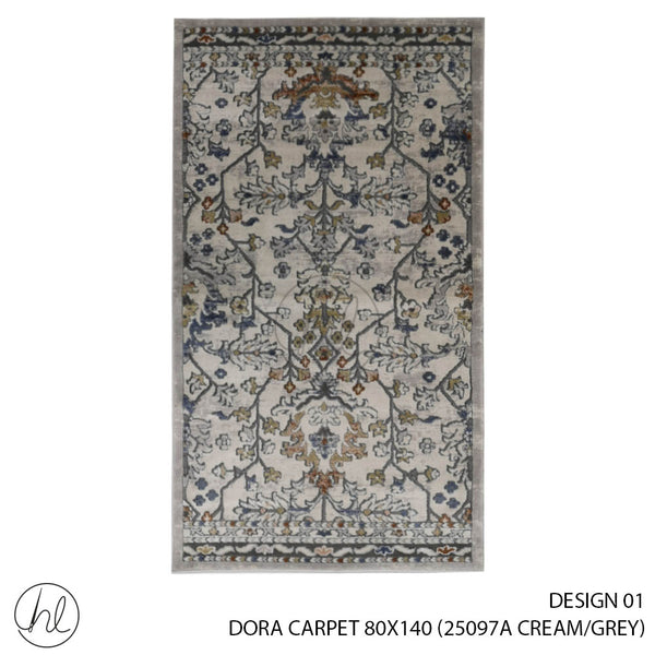 DORA CARPET (80X140) (DESIGN 01) (CREAM/GREY)