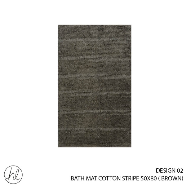 BATH MAT COTTON STRIPE (50X80) (DESIGN 02) (BROWN)