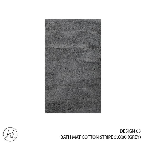 BATH MAT COTTON STRIPE (50X80) (DESIGN 03) (GREY)