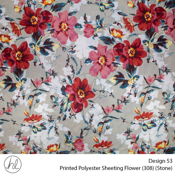 Printed Polyester Sheeting (240cm) (Flower) (Stone) (Per m)