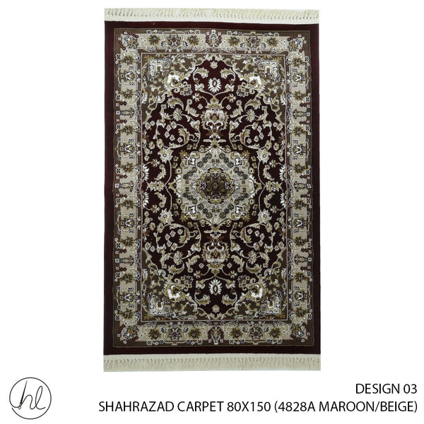 SHAHRAZAD CARPET (80X150) (DESIGN 03) (MAROON/BEIGE)