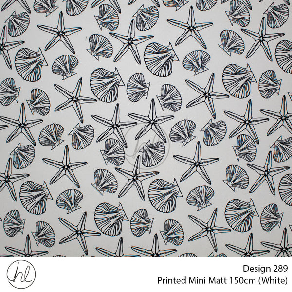 Printed Mini Matt (Design 289) (150cm) (Per m) (White)