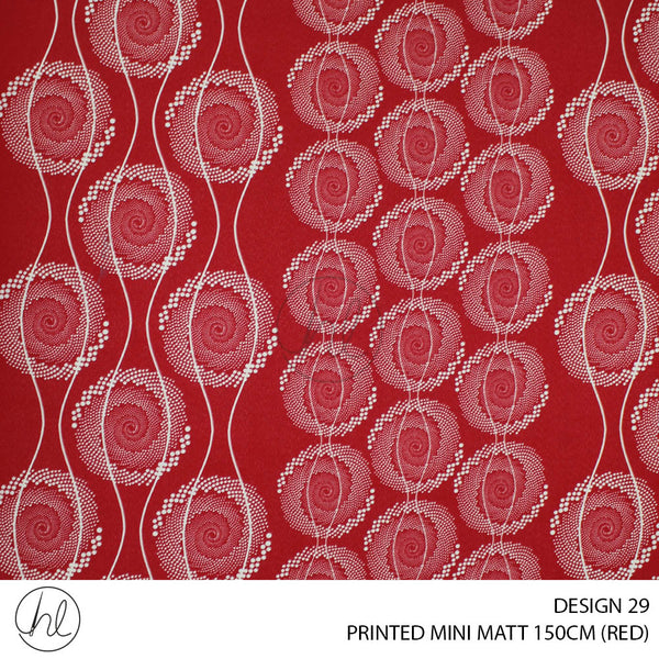 PRINTED MINI MATT (DESIGN 29) (150CM) (PER M) (RED)