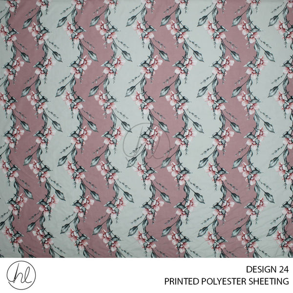 PRINTED POLYESTER SHEETING 308 (DESIGN 24) (JASMINE) (DUSTY PINK) (235CM WIDE)
