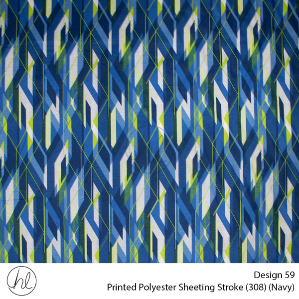 Printed Polyester Sheeting (240cm) (Stroke) (Navy) (Per m)