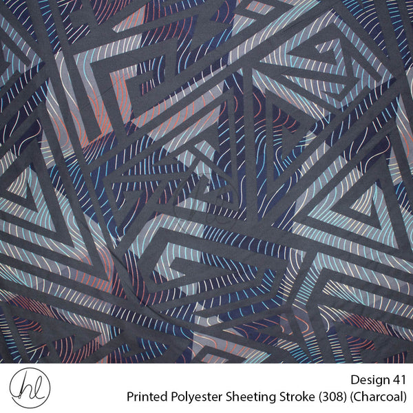 Printed Polyester Sheeting (240cm) (Stroke) (Charcoal) (Per m)