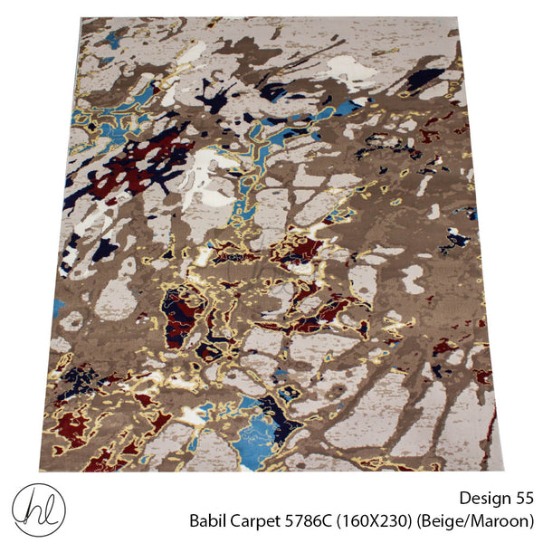 Babil Carpet (160X230) (Design 55) (Beige/Maroon)