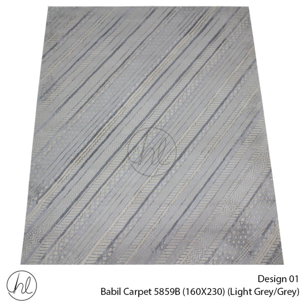 Babil Carpet (160X230) (Design 01) (Light Grey/Grey)