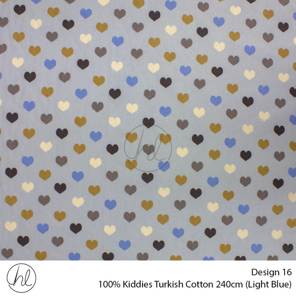 100% Kiddies Turkish Cotton (Design 16) (240cm) (Per M) (Light Blue)