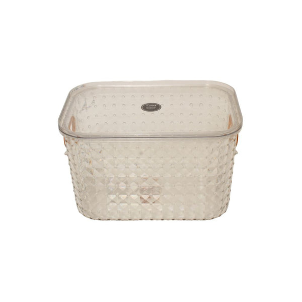STORAGE BOX W HANDLE - DIAMOND CLEAR MED