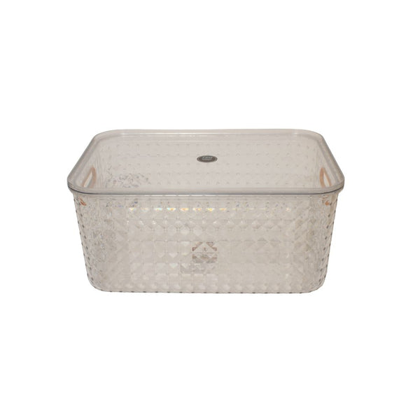 STORAGE BOX W HANDLE - DIAMOND CLEAR LRG