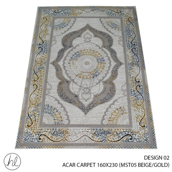 ACAR CARPET (160X230) (DESIGN 02) (BEIGE/GOLD)