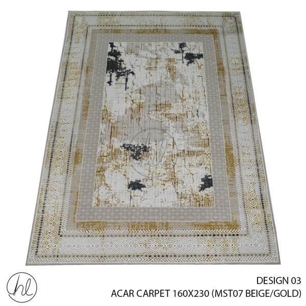 ACAR CARPET (160X230) (DESIGN 03) (BEIGE/GOLD)