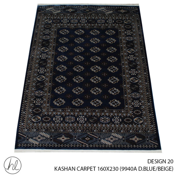 KASHAN CARPET (160X230) (DESIGN 20) (DARK BLUE/BEIGE)