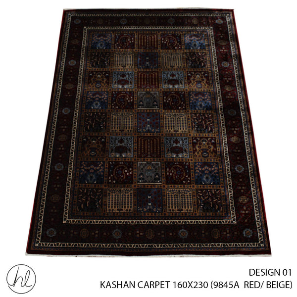 KASHAN CARPET (160X230) (DESIGN 01) (RED/BEIGE)