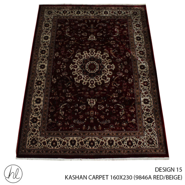 KASHAN CARPET (160X230) (DESIGN 15) (RED/BEIGE)