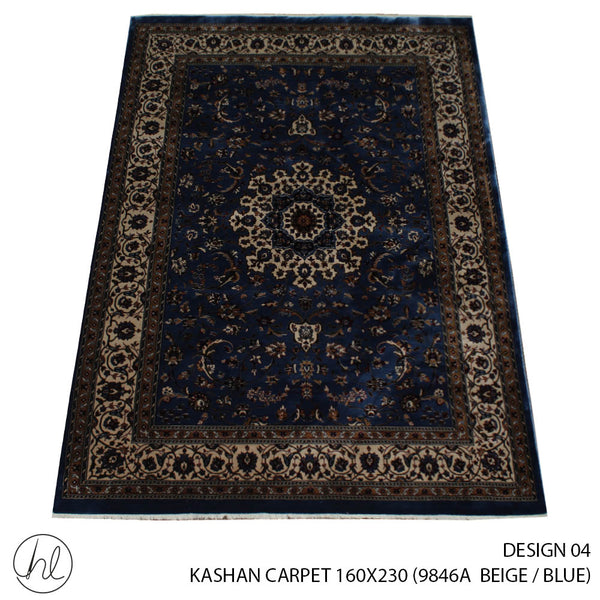 KASHAN CARPET (160X230) (DESIGN 04) (BEIGE/BLUE)