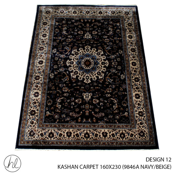 KASHAN CARPET (160X230) (DESIGN 12) (NAVY/BEIGE)