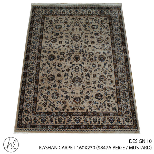 KASHAN CARPET (160X230) (DESIGN 10) (BEIGE/MUSTARD)