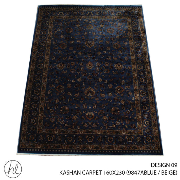 KASHAN CARPET (160X230) (DESIGN 09) (BLUE/BEIGE)