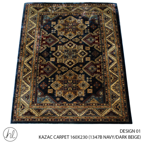 KAZAC CARPET (160X230) (DESIGN 01) (NAVY/DARK BEIGE)