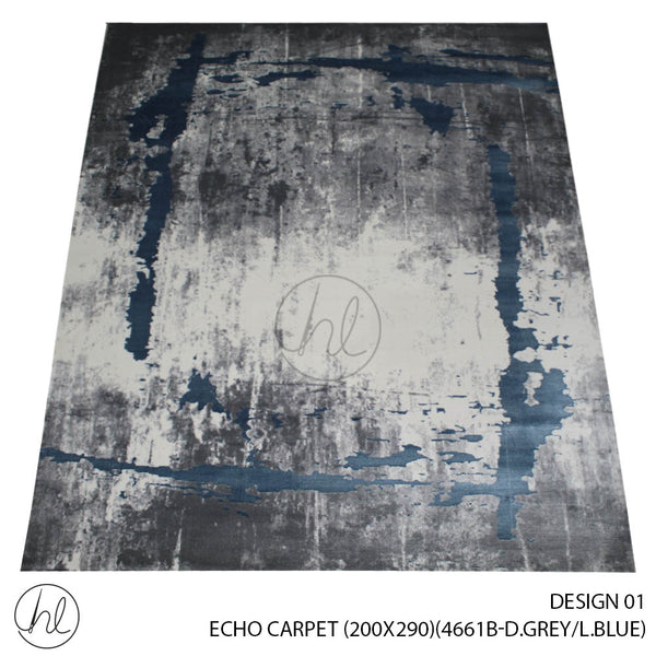 ECHO CARPET (200X290) (DESIGN 01) (DARK GREY/ LIGHT BLUE)