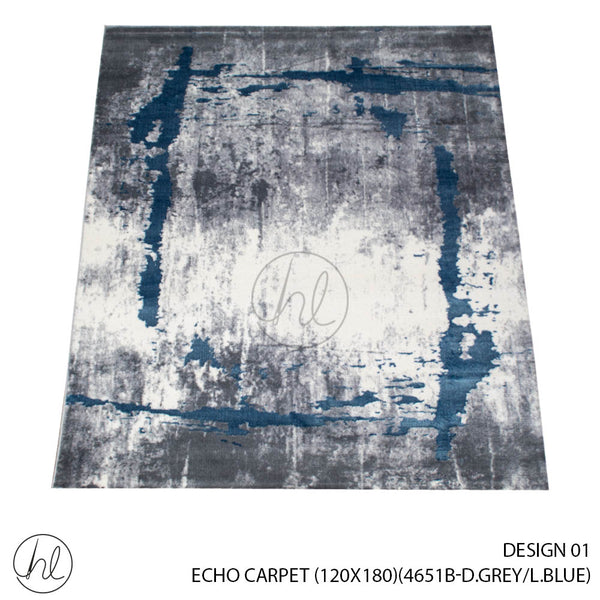 ECHO CARPET (120X180) (DESIGN 01) (DARK GREY/LIGHT BLUE)