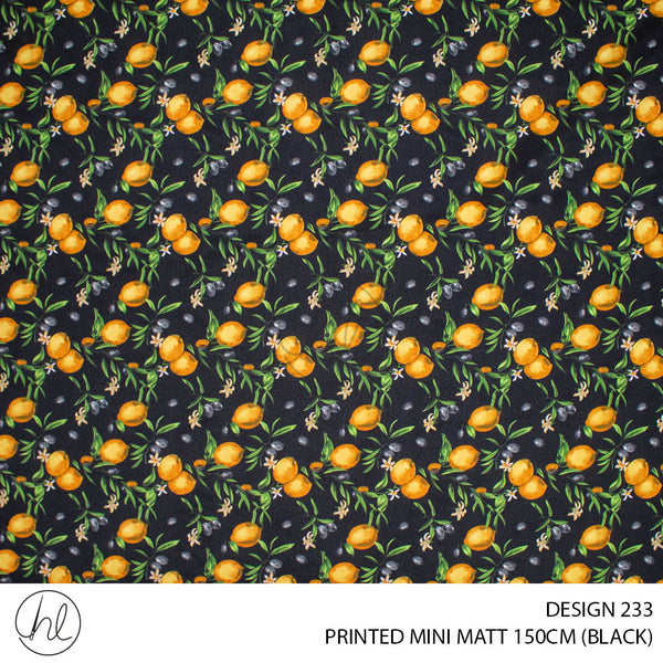 PRINTED MINI MATT (DESIGN 233) (150CM) (PER M) (BLACK)