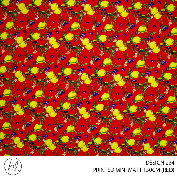 PRINTED MINI MATT (DESIGN 234) (150CM) (PER M) (RED)