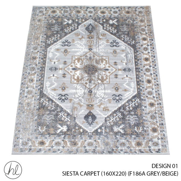 Siesta Carpet (160X220) (Design 01) (Grey/Beige)