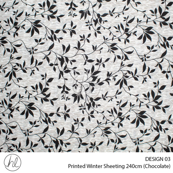 Printed Winter Sheeting (Design 03) (Chocolate) (240cm Wide)