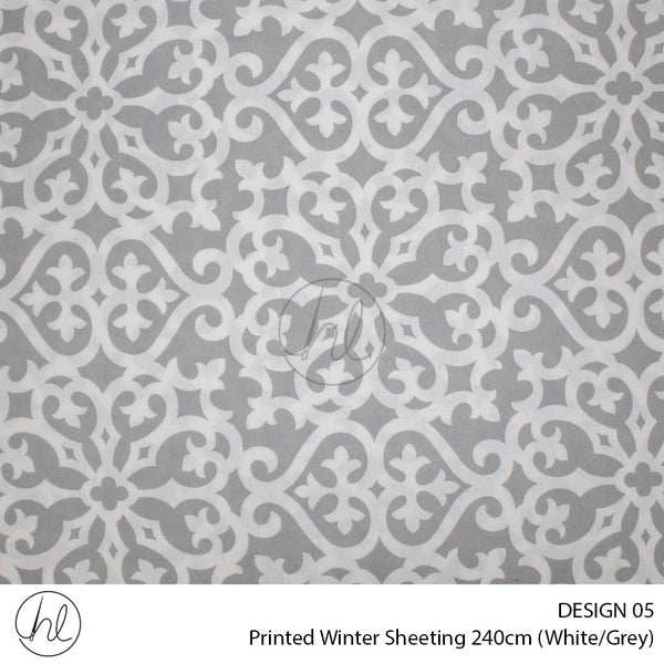 Printed Winter Sheeting (Design 05) (Chocolate) (240cm Wide)
