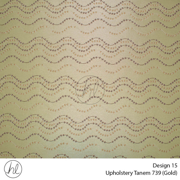 Tanem Printed Upholstery 739 (Design 15) (Gold) (140cm Wide) Per m