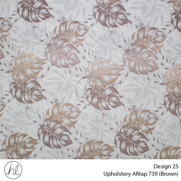 Afitap Printed Upholstery 739 (Design 25) (Brown) (140cm Wide) Per m