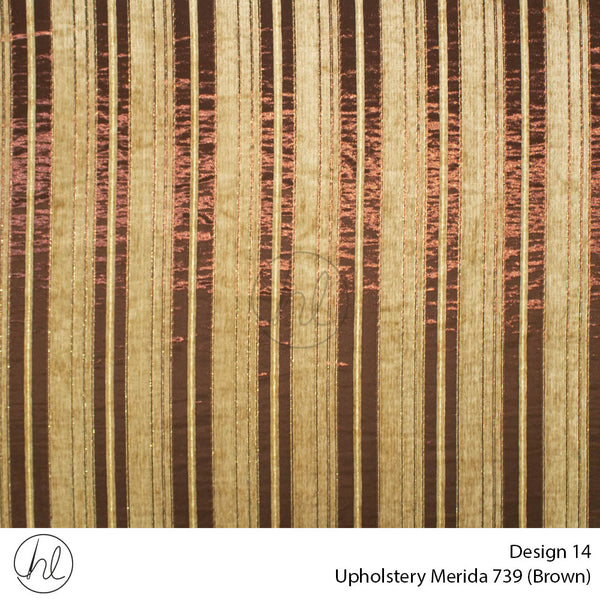 Merida Printed Upholstery 739 (Design 14) (Brown) (140cm Wide) Per m