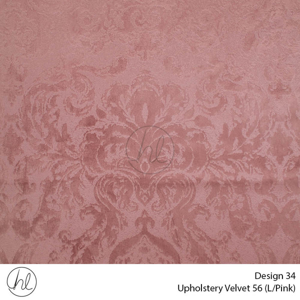 Velvet Printed Upholstery 56 (Design 34) (Light Pink) (140cm Wide) Per m