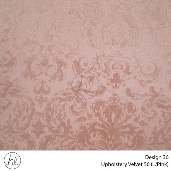 Velvet Printed Upholstery 56 (Design 36) (Light Pink) (140cm Wide) Per m