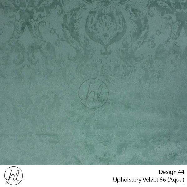 Velvet Printed Upholstery 56 (Design 44) (Aqua) (140cm Wide) Per m