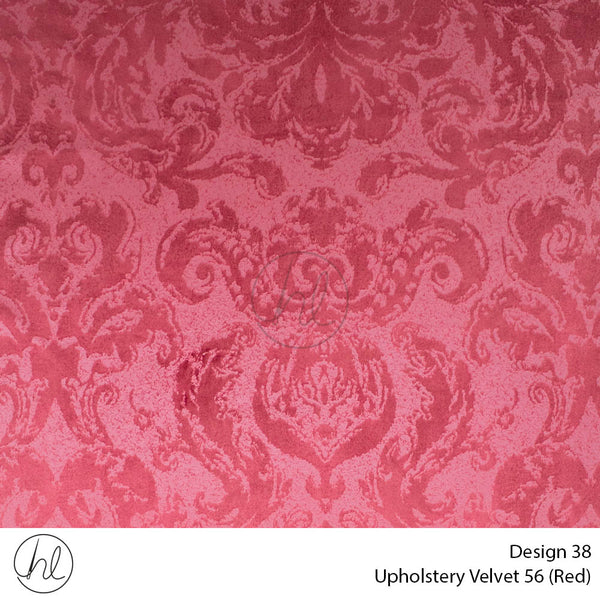Velvet Printed Upholstery 56 (Design 38) (Red) (140cm Wide) Per m