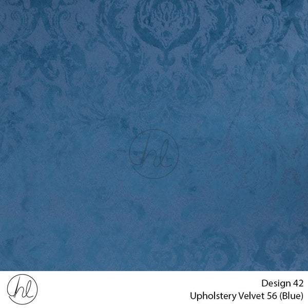 Velvet Printed Upholstery 56 (Design 42) (Blue) (140cm Wide) Per m