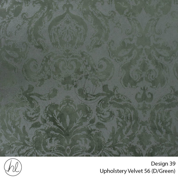 Velvet Printed Upholstery 56 (Design 39) (Dark Green) (140cm Wide) Per m