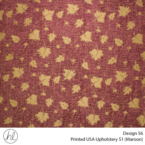 Printed USA Upholstery 51 (Design 56) (Maroon) (140cm Wide) Per m