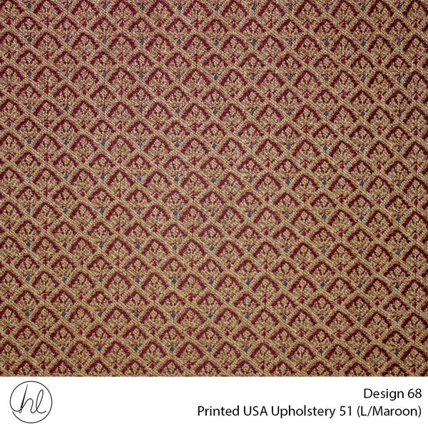 Printed USA Upholstery 51 (Design 68) (Light Maroon) (140cm Wide) Per m