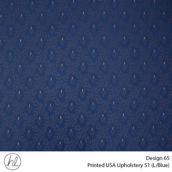 Printed USA Upholstery 51 (Design 65) (Light Blue) (140cm Wide) Per m