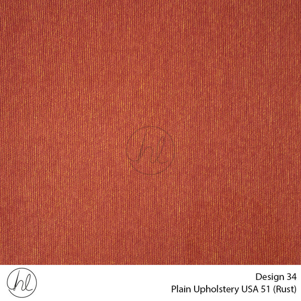 Plain USA Upholstery 51 (Design 34) (Rust) (140cm Wide) Per m