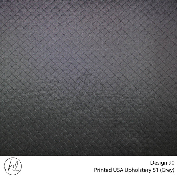 Printed USA Upholstery 51 (Design 90) (Grey) (140cm Wide) Per m