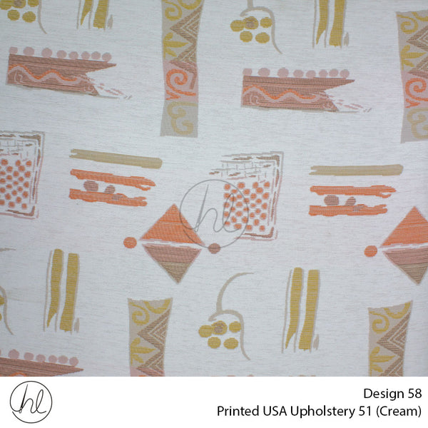 Printed USA Upholstery 51 (Design 58) (Terracotta) (140cm Wide) Per m