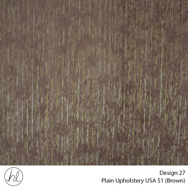 Plain USA Upholstery 51 (Design 27) (Brown) (140cm Wide) Per m